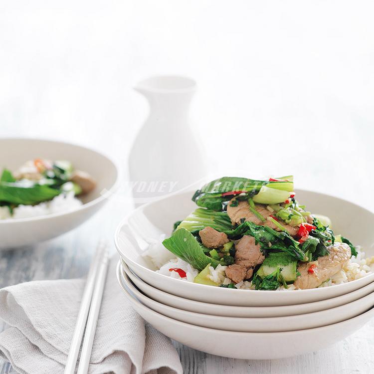 Bok choy & chilli pork stir-fry