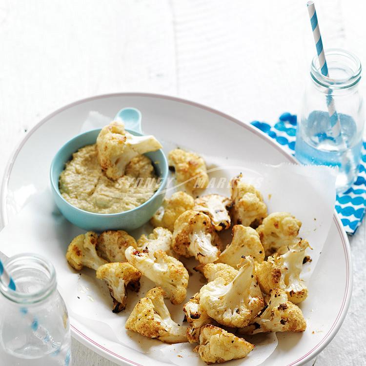 Roasted cauliflower with hummus dip